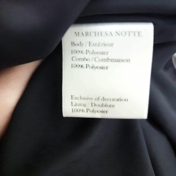 Marchesa Notte Floral-Print Tiered Midi Dress in Navy 14 - Picture 12 of 12